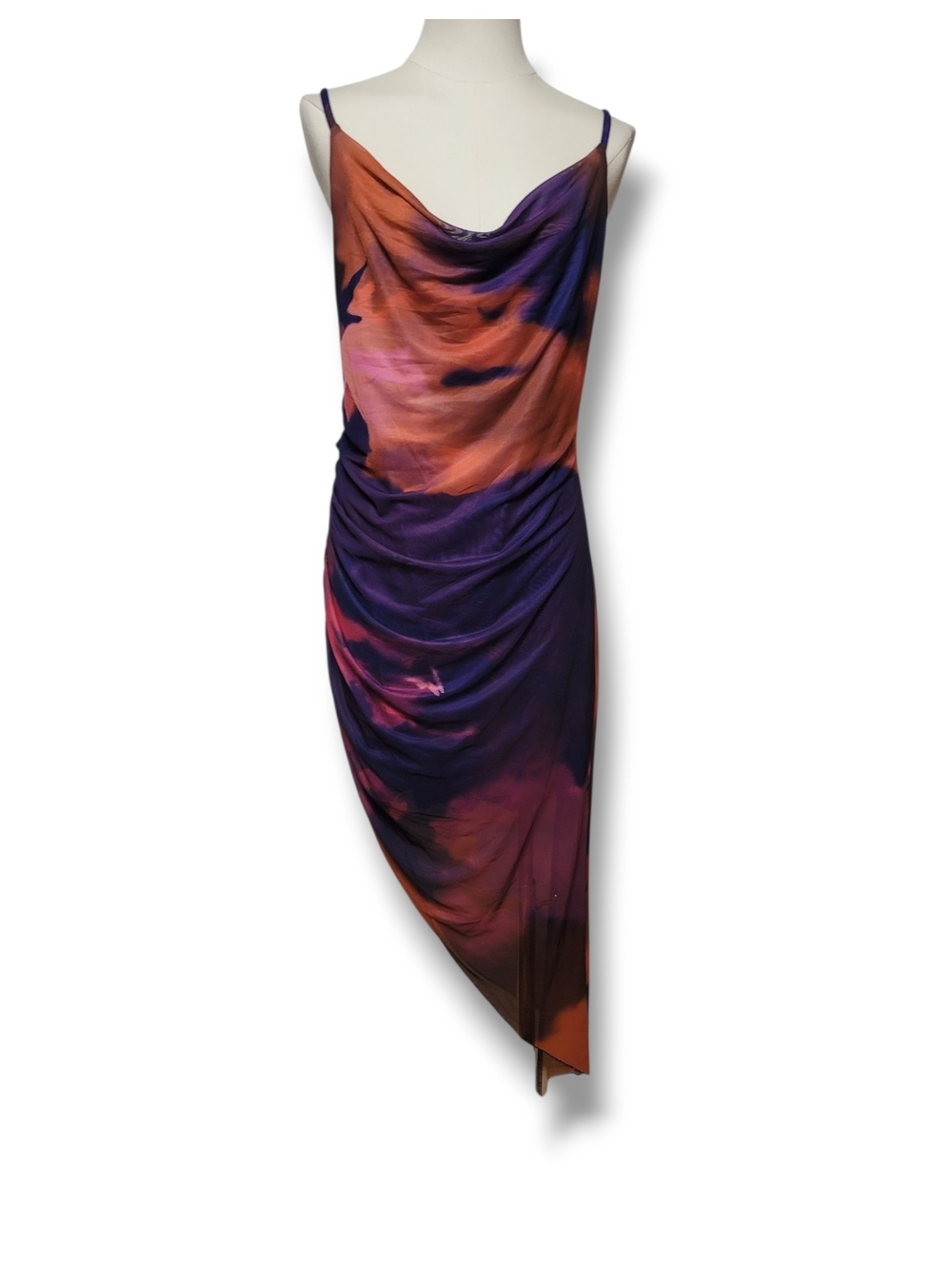Pretty Garden - Xl Women's Purple And Orange Asymmetric Slip Dress